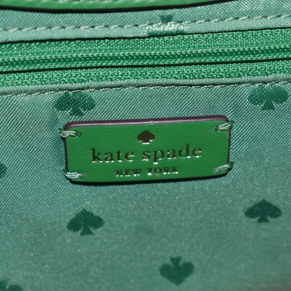 Kate Spade Alexia Green Straw Crossbody Clutch Bag Purse - Picture 8 of 9